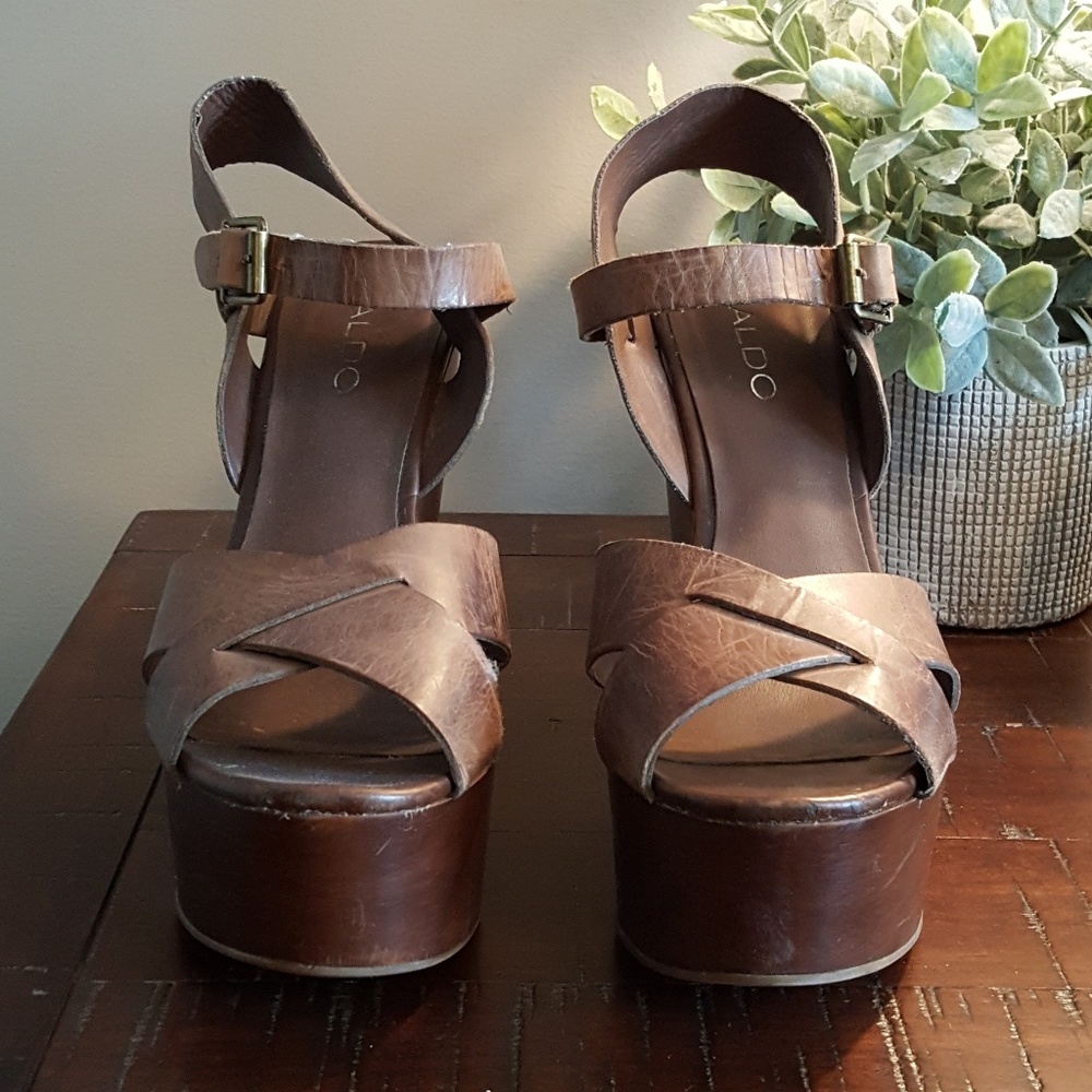 Aldo Leather 6" Platform Wedges
